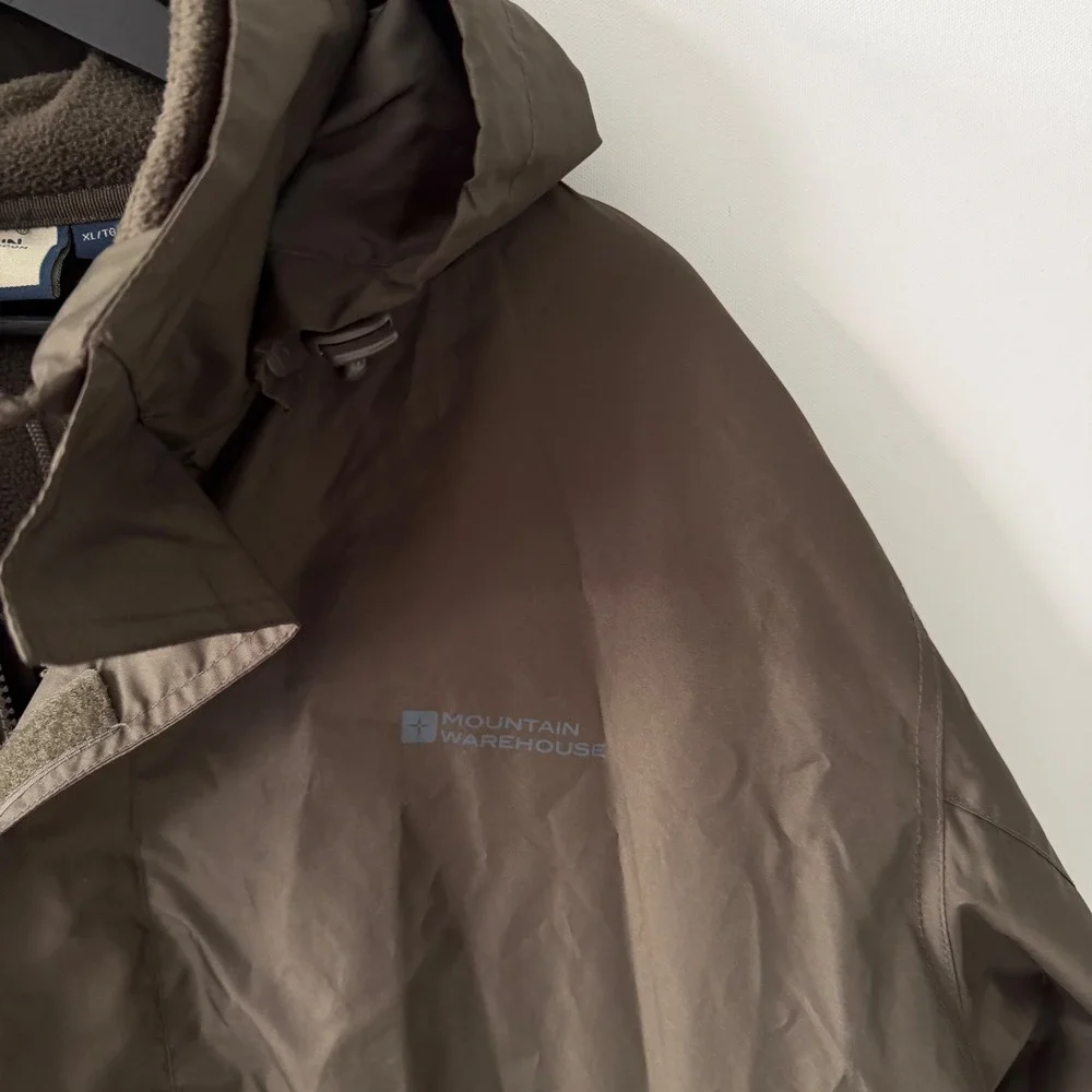 Mountain Warehouse 3 in 1 Jacket Mens XL Olive Fleece Lined Waterproof Fell